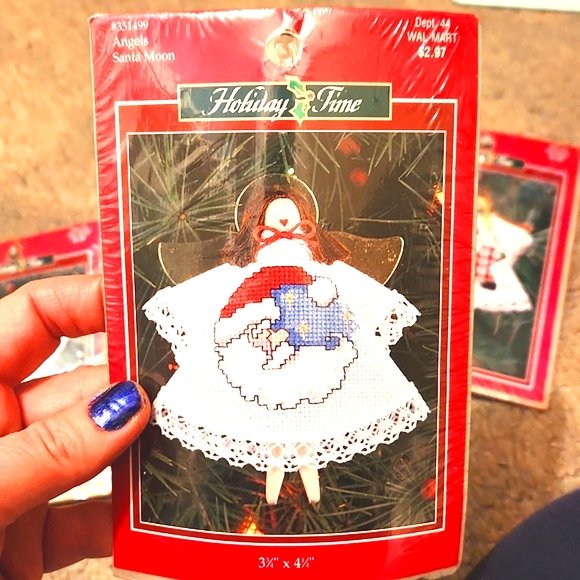 Lot of 4 vintage Angel cross stitch kit ornaments new - Picture 3 of 7